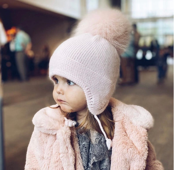 Pink Cashmere Aviator Hat
