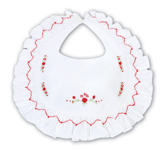 Sarah Louise Red Hand Smocked Bib