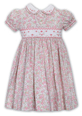 Sarah Louise Pink Floral Hand Smocked Dress