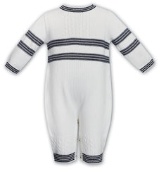 Sarah Louise Ivory & Navy Cotton Romper