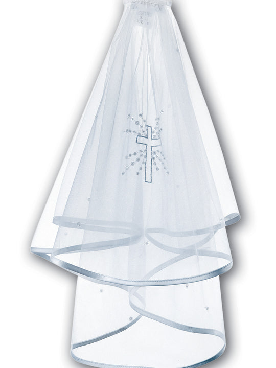 Sarah Louise hand embroidered cross veil