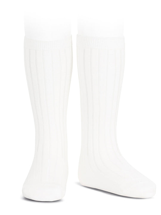 Condor white ribbed knee socks