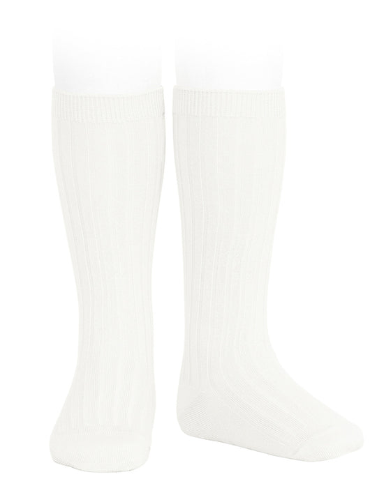 Condor ivory ribbed knee socks