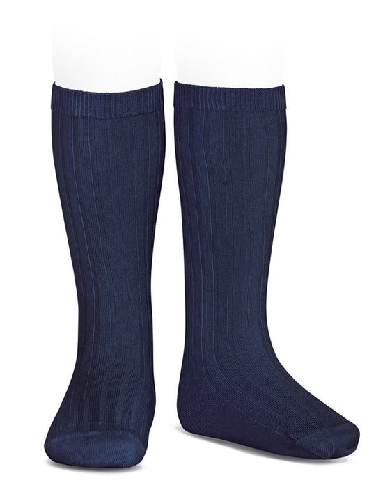 Condor navy ribbed knee socks
