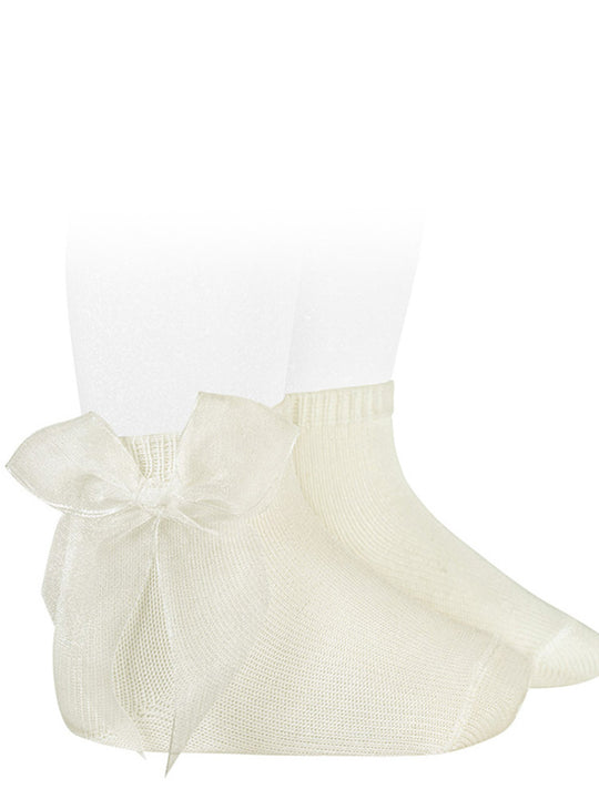 Condor ivory organza bow ankle socks