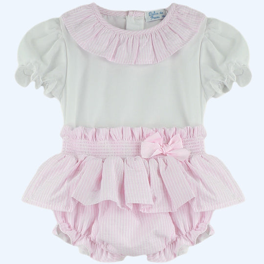 Pink & White pinstripe jam pant set