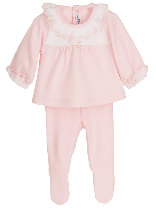 Calamaro Baby Pink Frill Collar 2 piece set