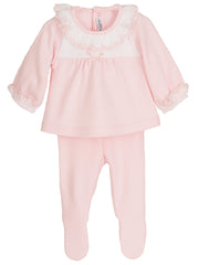 Calamaro Baby Pink Frill Collar 2 piece set