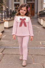 'Heirloom' pink & ivory statement knitted top & legging set