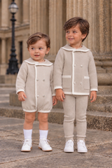 'Louis' beige & ivory knitted cardigan & legging set