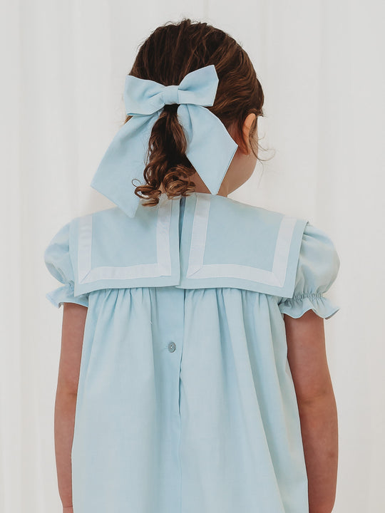 Mint green chambray hair bow