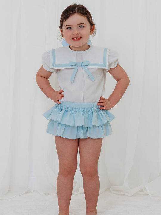 'Delphine' mint green chambray sailor set