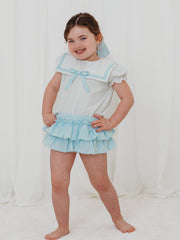 'Delphine' mint green chambray sailor set