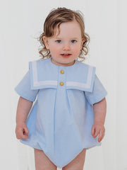 'Edward' blue chambray sailor romper