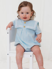 'Edward' mint green chambray sailor romper