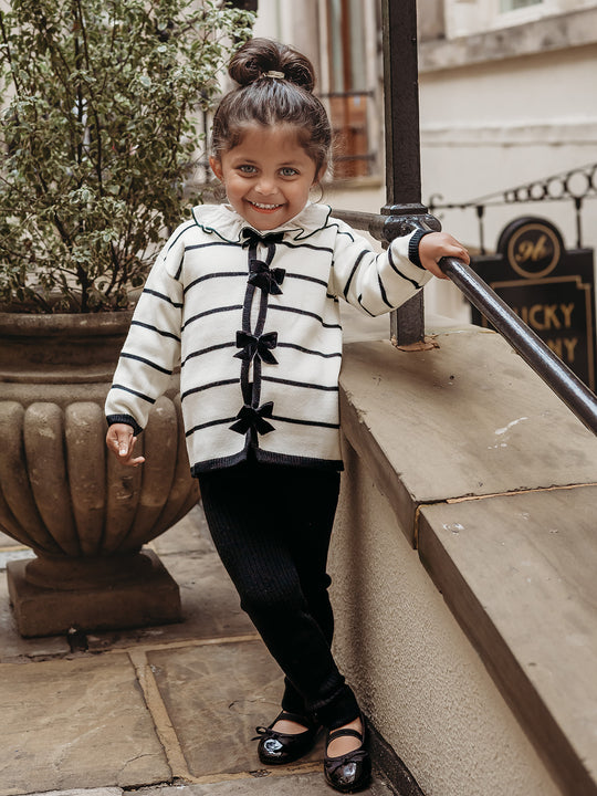 'Coco' Black stripe knitted statement collar suit