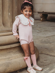 'Darling collar' pink knitted statement collar romper