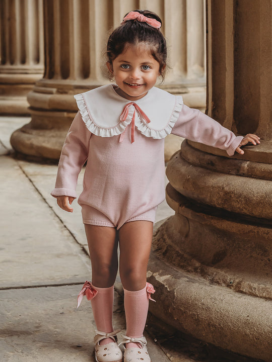 'Darling collar' pink knitted statement collar romper