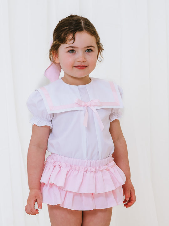 'Delphine' pink chambray sailor set