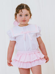 'Delphine' pink chambray sailor set