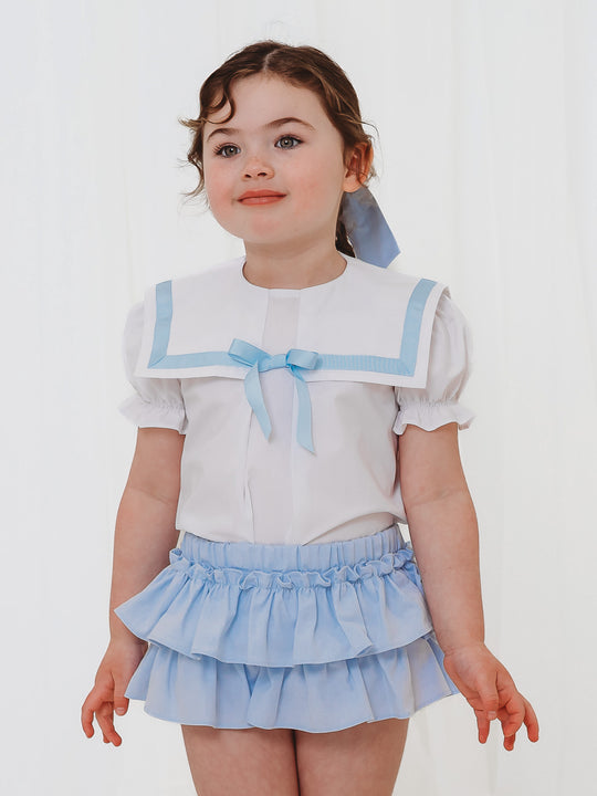 'Delphine' blue chambray sailor set