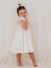 'Celine' white organza & lace dress
