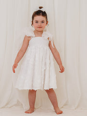 'Celine' white organza & lace dress