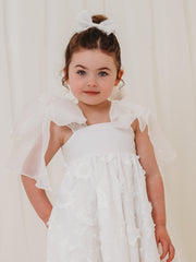 'Celine' white organza & lace dress