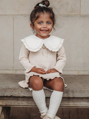 'Darling collar' beige knitted statement collar dress