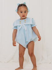 'Nyla' mint green chambray sailor romper