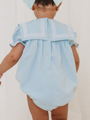 'Nyla' mint green chambray sailor romper