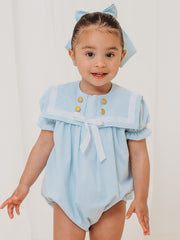 'Nyla' mint green chambray sailor romper