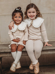 'Darling Collar' Beige Statement Collar knitted 2 piece set
