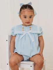 'Nyla' mint green chambray sailor romper