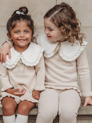 'Darling Collar' Beige Statement Collar knitted 2 piece set