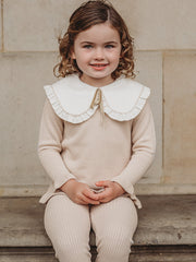 'Darling Collar' Beige Statement Collar knitted 2 piece set