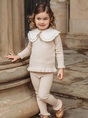 'Darling Collar' Beige Statement Collar knitted 2 piece set