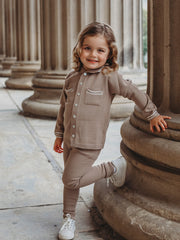 'Buttoned Up' Mocha knitted cardigan & legging set - Rose & Albert
