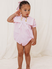 'Nyla' pink chambray sailor romper