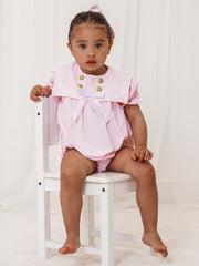 'Nyla' pink chambray sailor romper