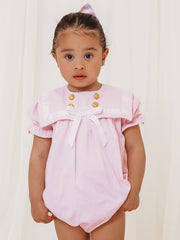 'Nyla' pink chambray sailor romper