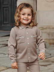 'Buttoned Up' Mocha knitted cardigan & legging set - Rose & Albert