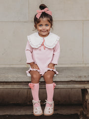 'Darling collar' pink knitted statement collar dress