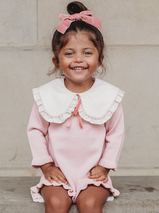 'Darling collar' pink knitted statement collar dress