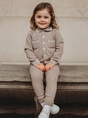 'Buttoned Up' Mocha knitted cardigan & legging set - Rose & Albert