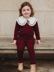 'Darling Collar' Burgundy Statement Collar knitted 2 piece set