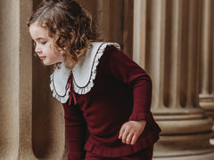 'Darling Collar' Burgundy Statement Collar knitted 2 piece set