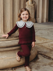 'Darling Collar' Burgundy Statement Collar knitted 2 piece set