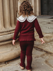 'Darling Collar' Burgundy Statement Collar knitted 2 piece set
