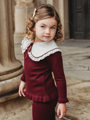 'Darling Collar' Burgundy Statement Collar knitted 2 piece set